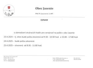 Otváracie hodiny na pošte 